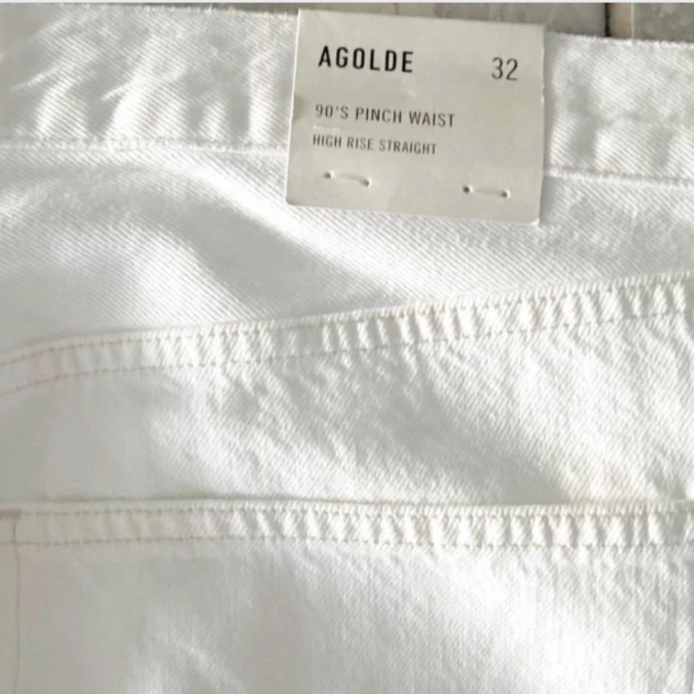 New AGOLDE 90s Pinch Waist High-Rise Straight Leg Jeans White Size 32, New w/Tag - Picture 4 of 6